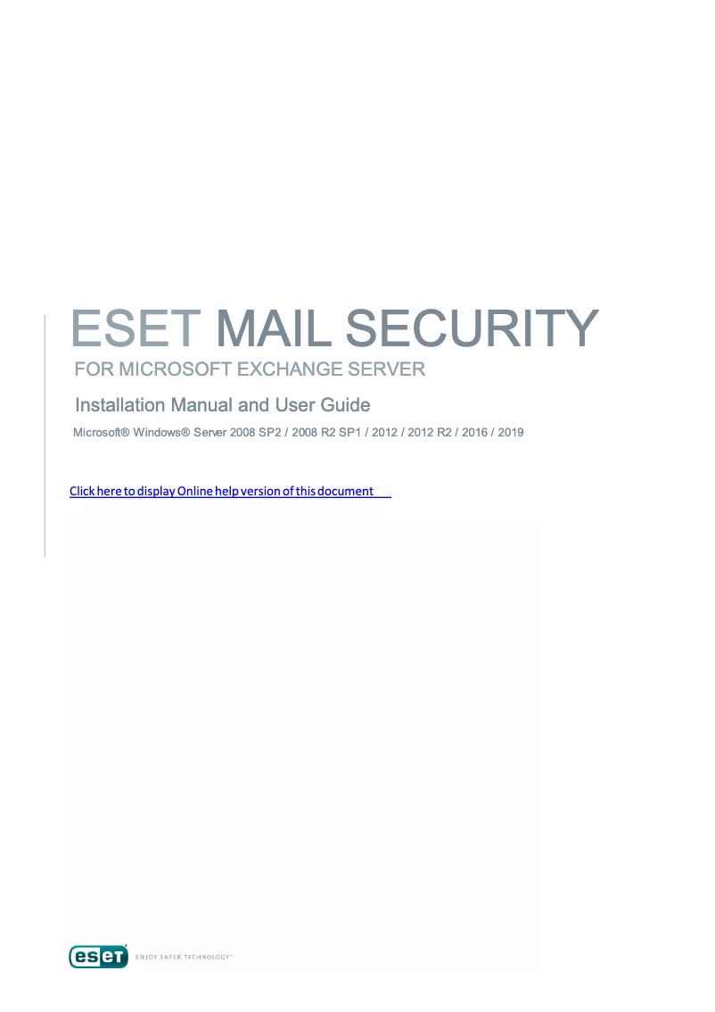 Page 1 de la notice Manuel utilisateur ESET Mail Security Microsoft Exchange Server