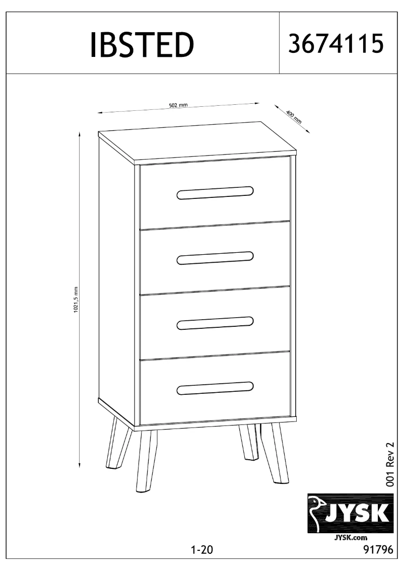 First page image of the manual for Ibsted (51x103x40)