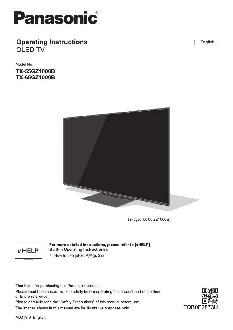 First page image of the manual for TX-55GZ1000B