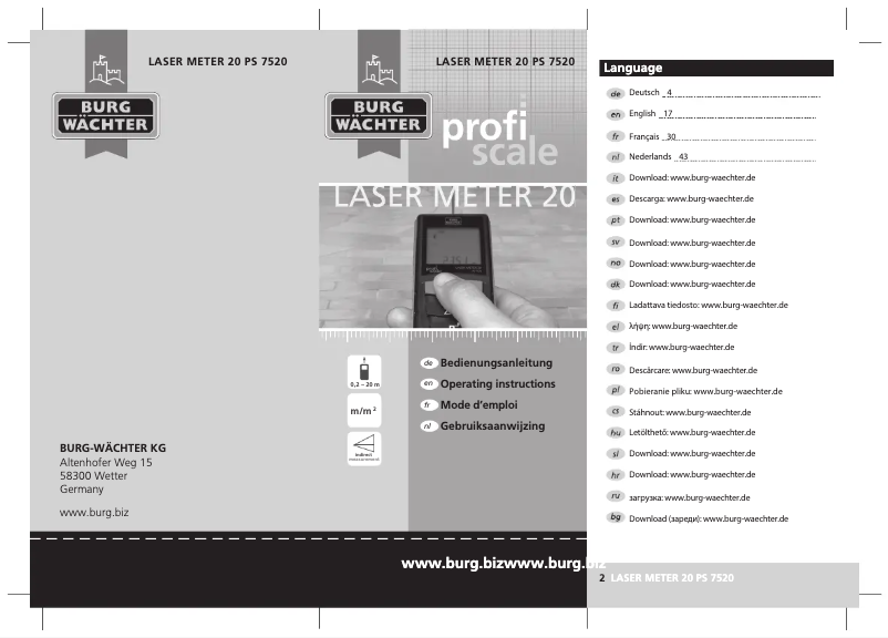 Page 1 of the manual User Manual Burg Wächter ProﬁScale 20 PS 7520