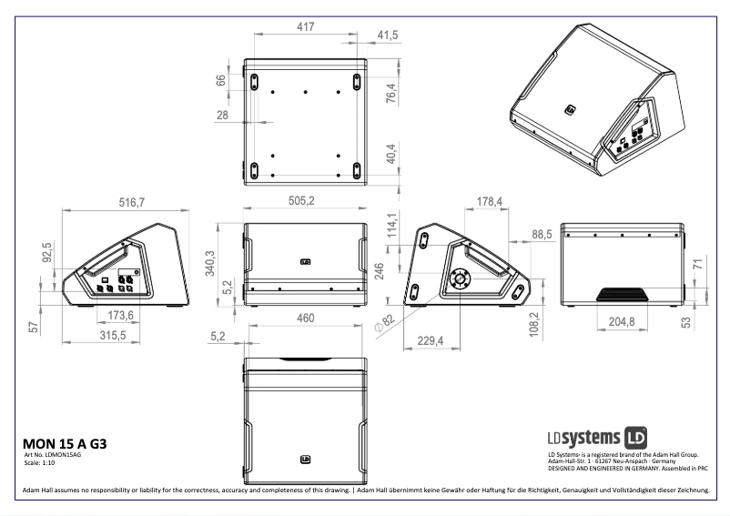 Page 1 de la notice Fiche technique LD Systems MON 15 A G3