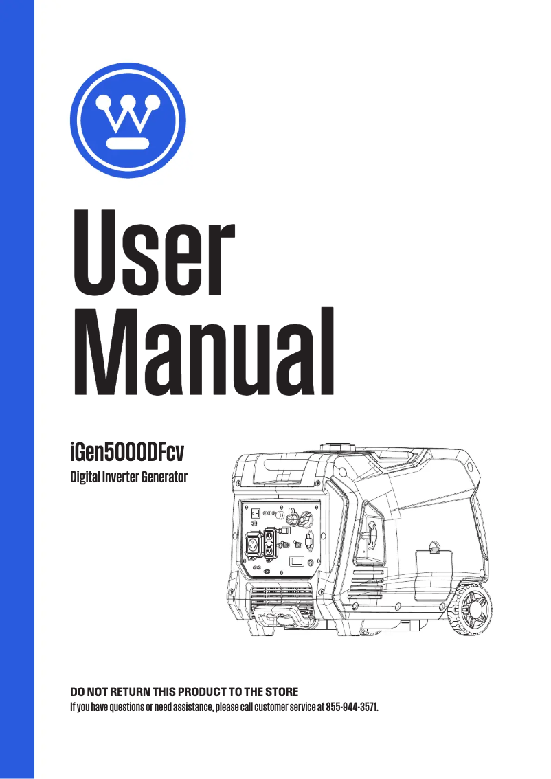 Page 1 of the manual User Manual Westinghouse iGen5000DFcv
