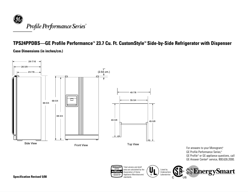 First page image of the manual for Profile Performance TPS24PPDBS