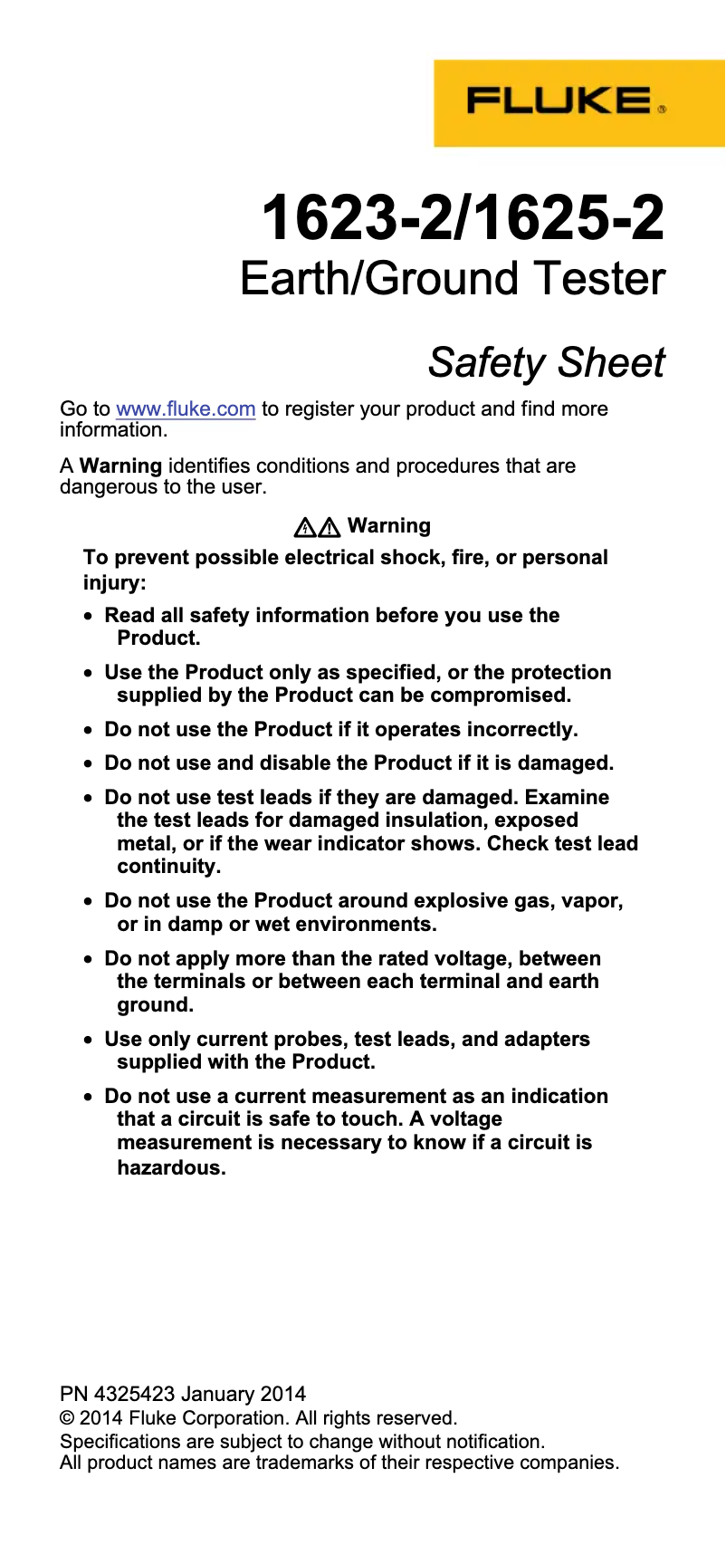 First page image of the manual for 1625-2