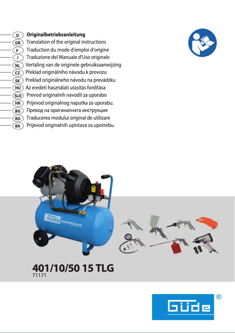 First page image of the manual for 401/10/50 15 TLG