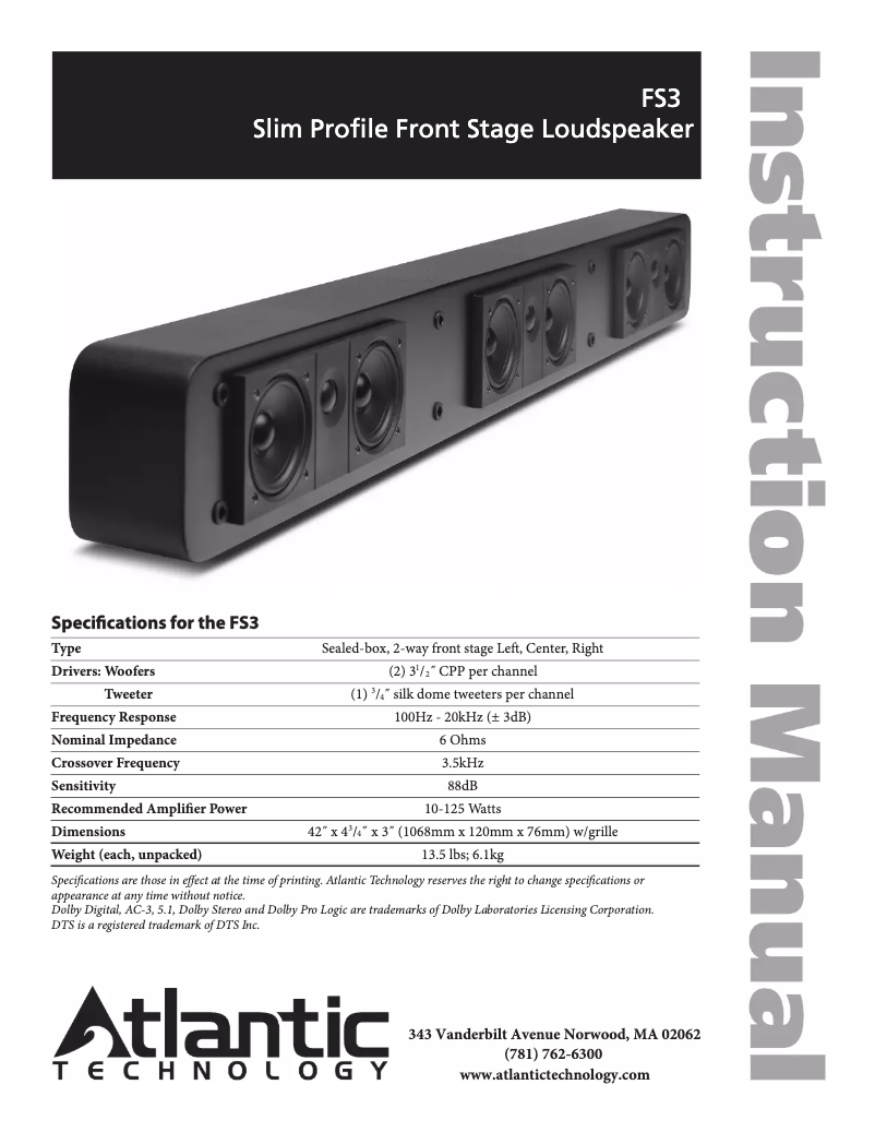 Page 1 of the manual User Manual Atlantic FS3