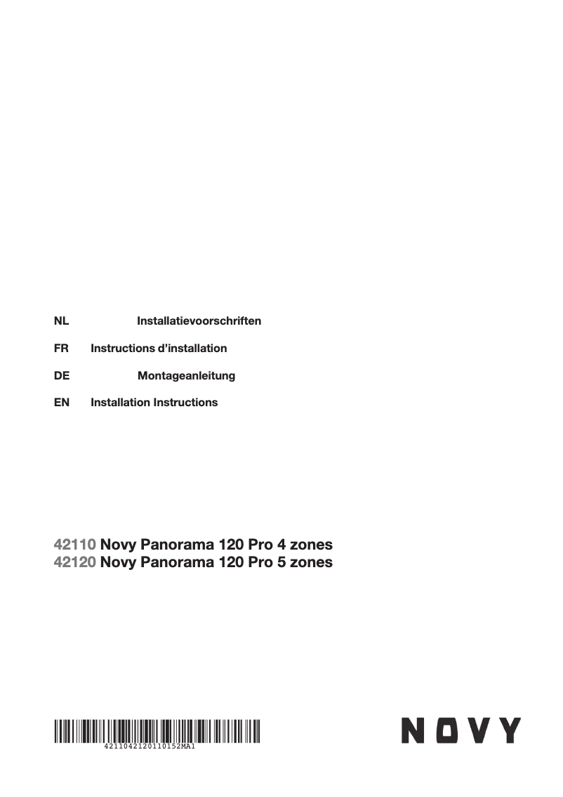 Page 1 of the manual Installation Guide Novy Panorama 120 Pro 42110