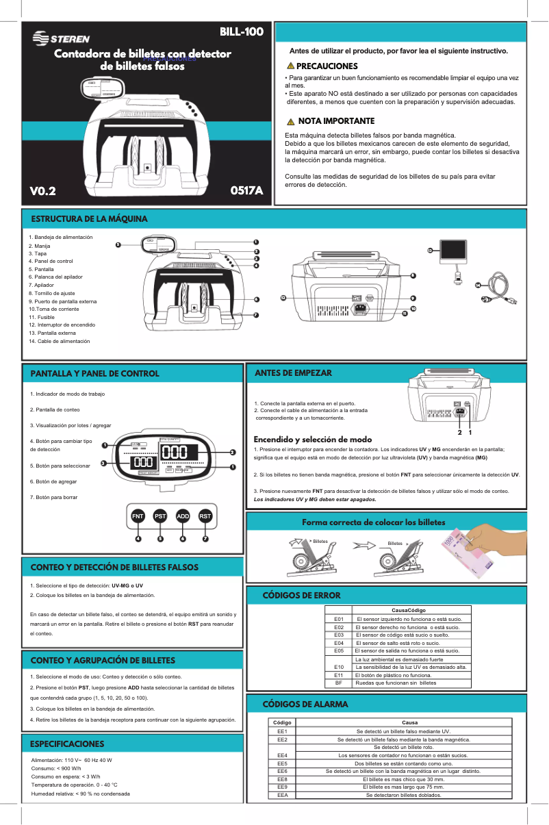 First page image of the manual for BILL-100