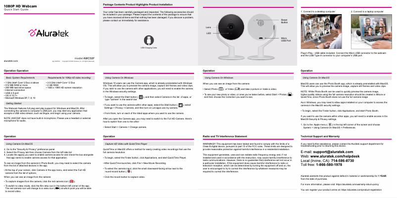 First page image of the manual for AWC02F