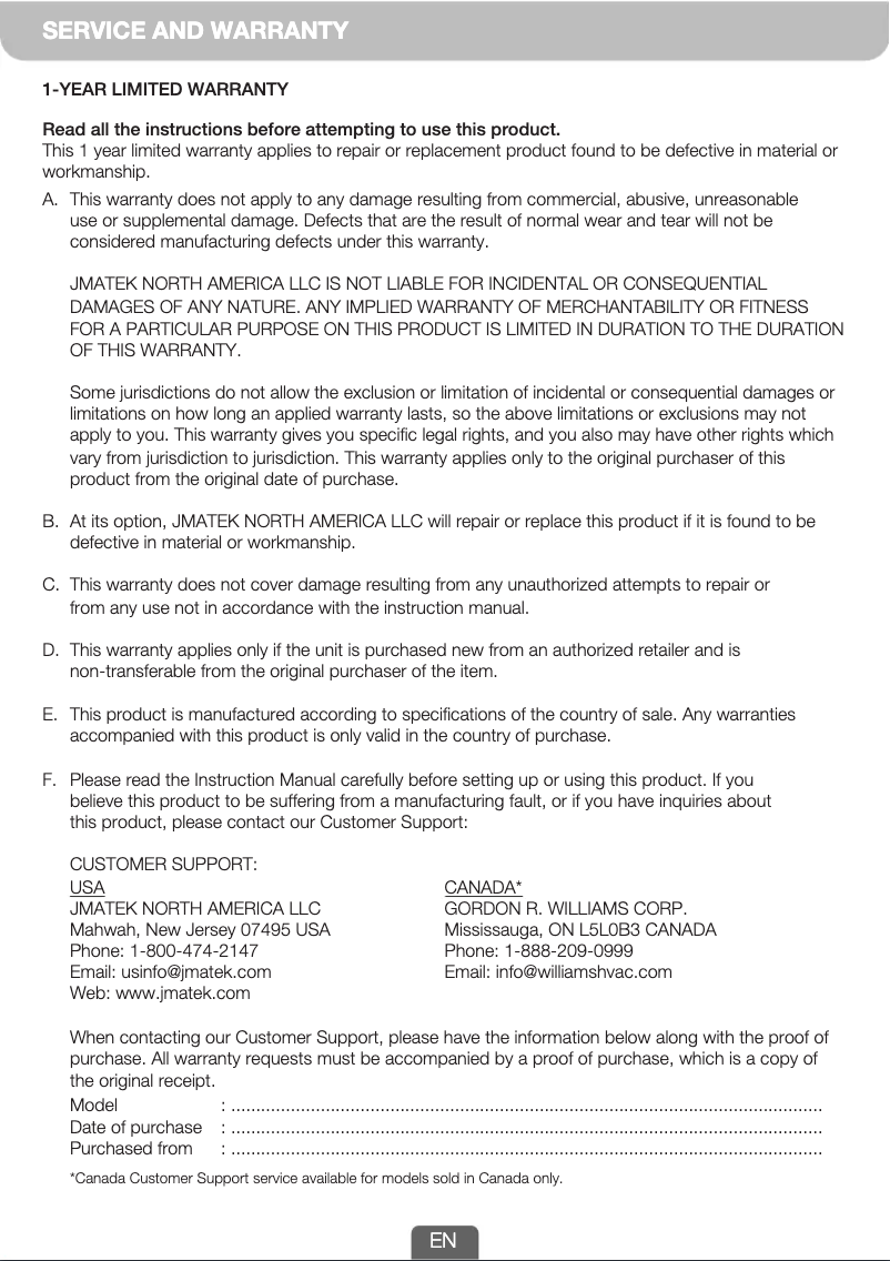 First page image of the manual for TC50PE