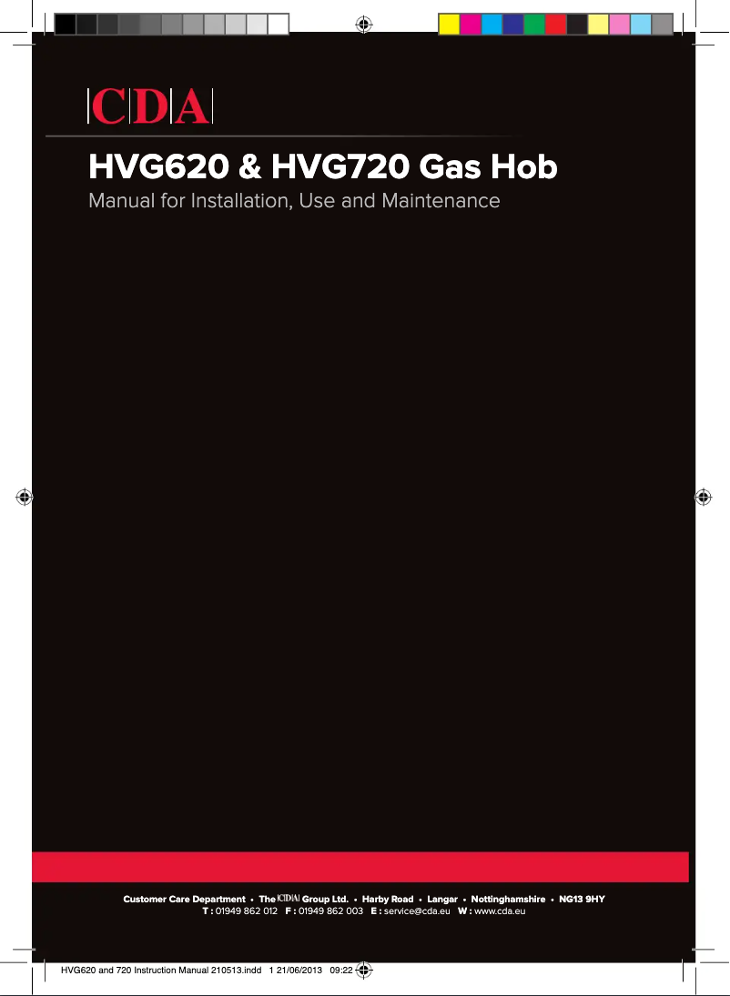 First page image of the manual for HVG720