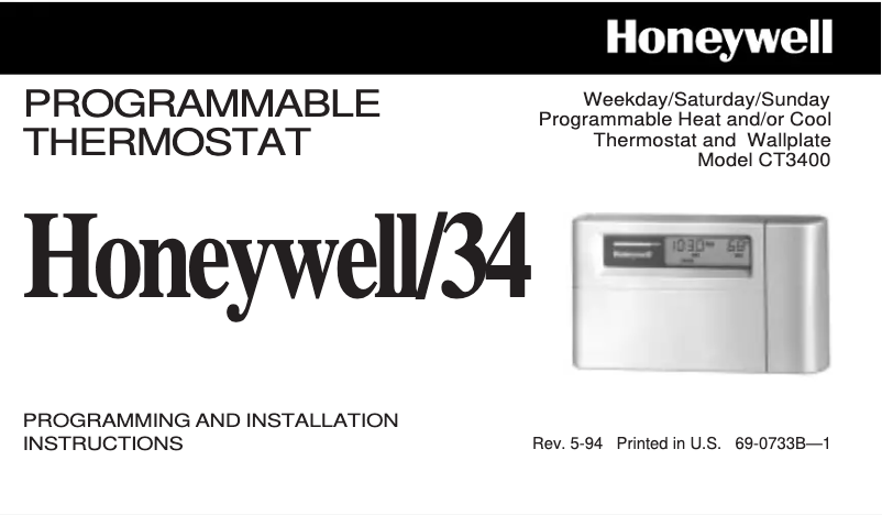 Page 1 of the manual User Manual Honeywell CT3400