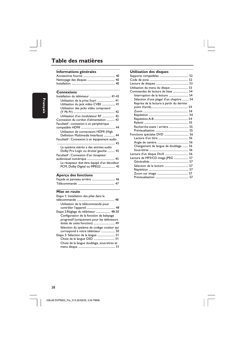 First page image of the manual for DVP5900