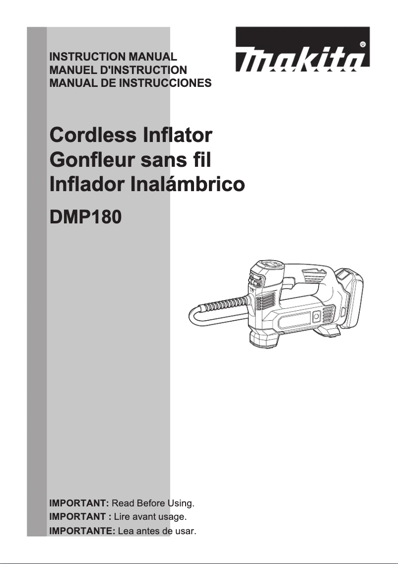 Page 1 of the manual User Manual Makita DMP180RT1J