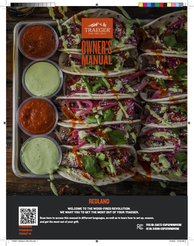 Page 1 of the manual User Manual Traeger Redland