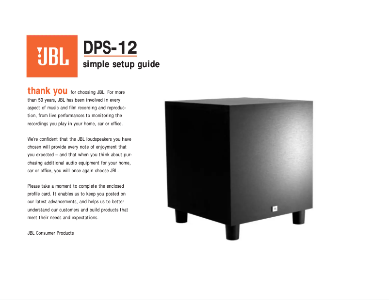 Page 1 of the manual User Manual JBL DPS-12
