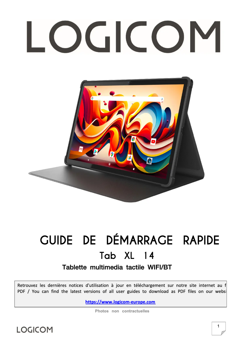 First page image of the manual for Tab XL 14