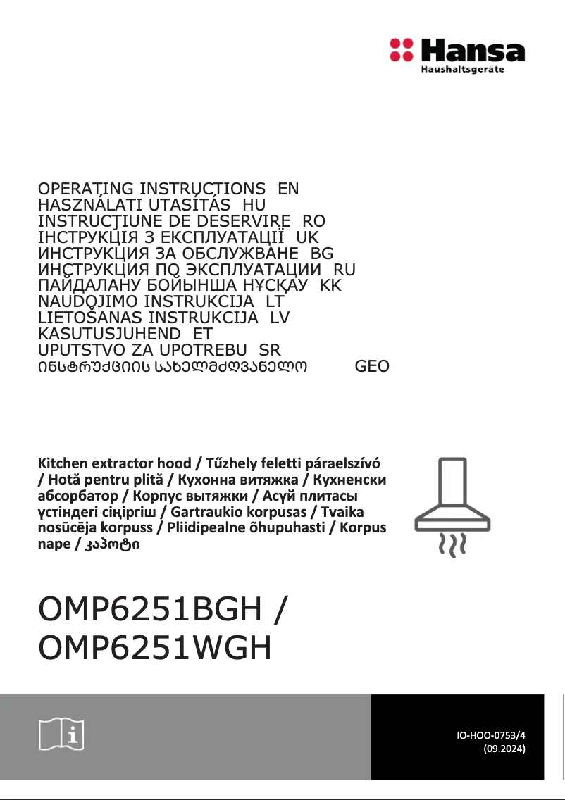 Page 1 of the manual Instruction Manual Hansa OMP6251BGH