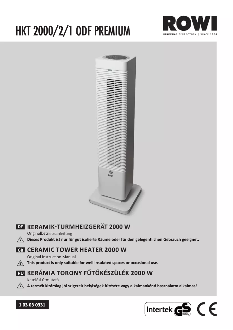 Page 1 of the manual User Manual Rowi HKT 2000/2/1 ODF Premium