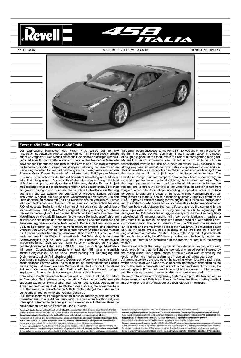 Page 1 of the manual User Manual Revell Ferrari 458 Italia