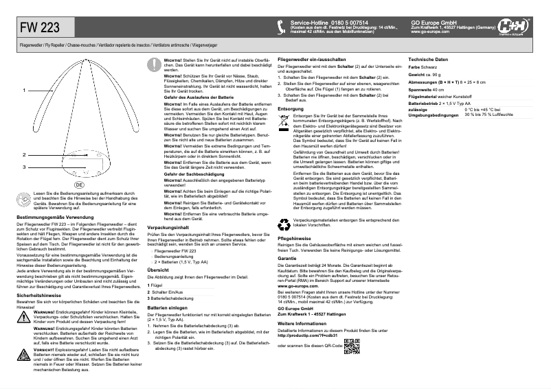 First page image of the manual for FW 223