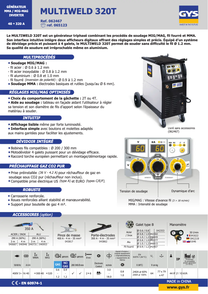 Image de la première page du manuel de l'appareil Multiweld 320T