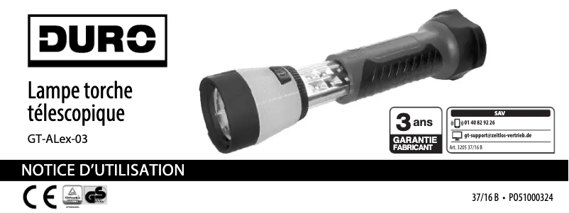 Page 1 of the manual User Manual DURO GT-ALex-03