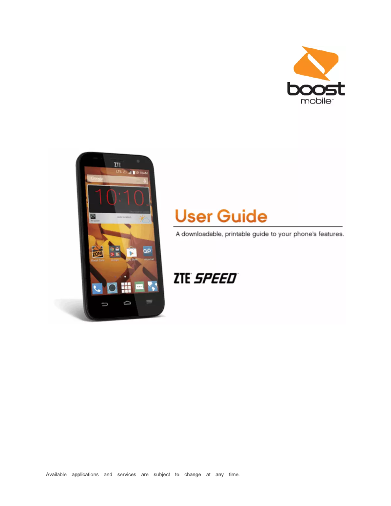 Page 1 of the manual User Manual ZTE Speed
