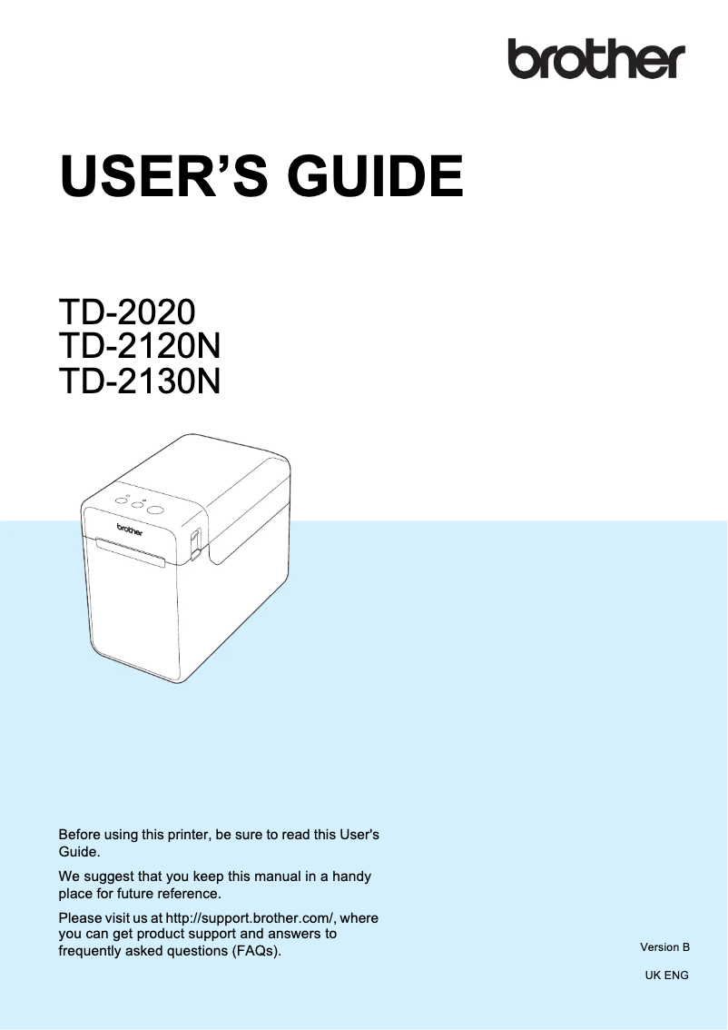 Page 1 of the manual User Manual Brother TD-2130NHC