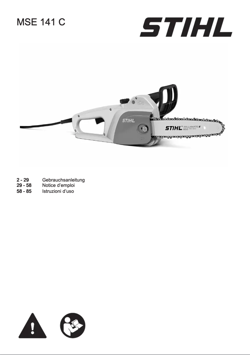 Page 1 of the manual User Manual Stihl MSE 141 C