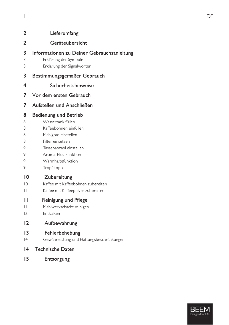 Page 1 de la notice Manuel utilisateur BEEM Fresh Aroma Intense