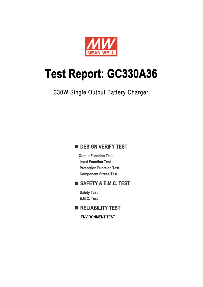 Page 1 of the manual Technical Sheet Mean Well GC330