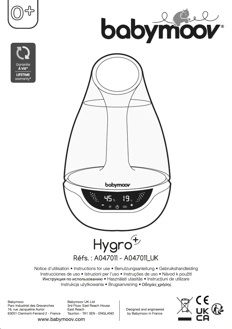 First page image of the manual for Hygro+ A047011