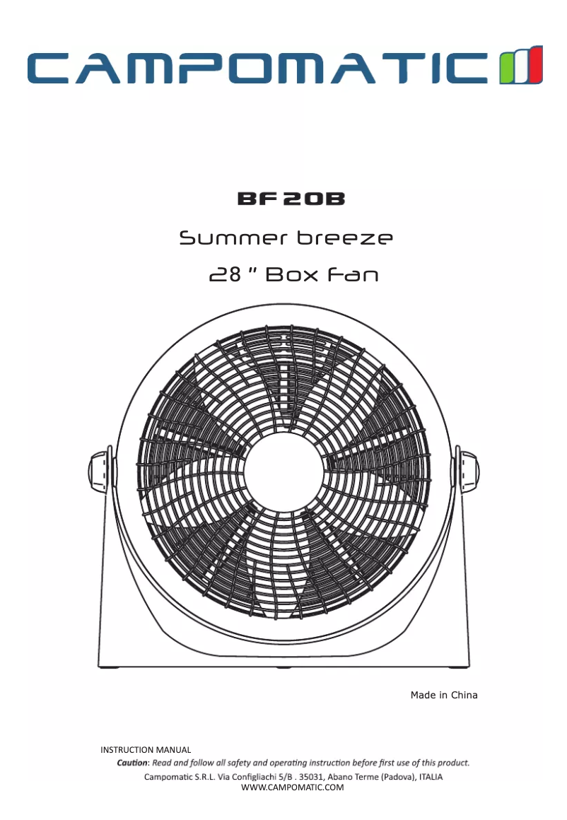 First page image of the manual for BF20B