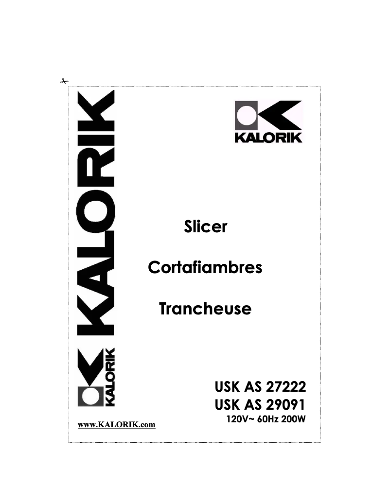 Page 1 of the manual User Manual Kalorik AS-27222