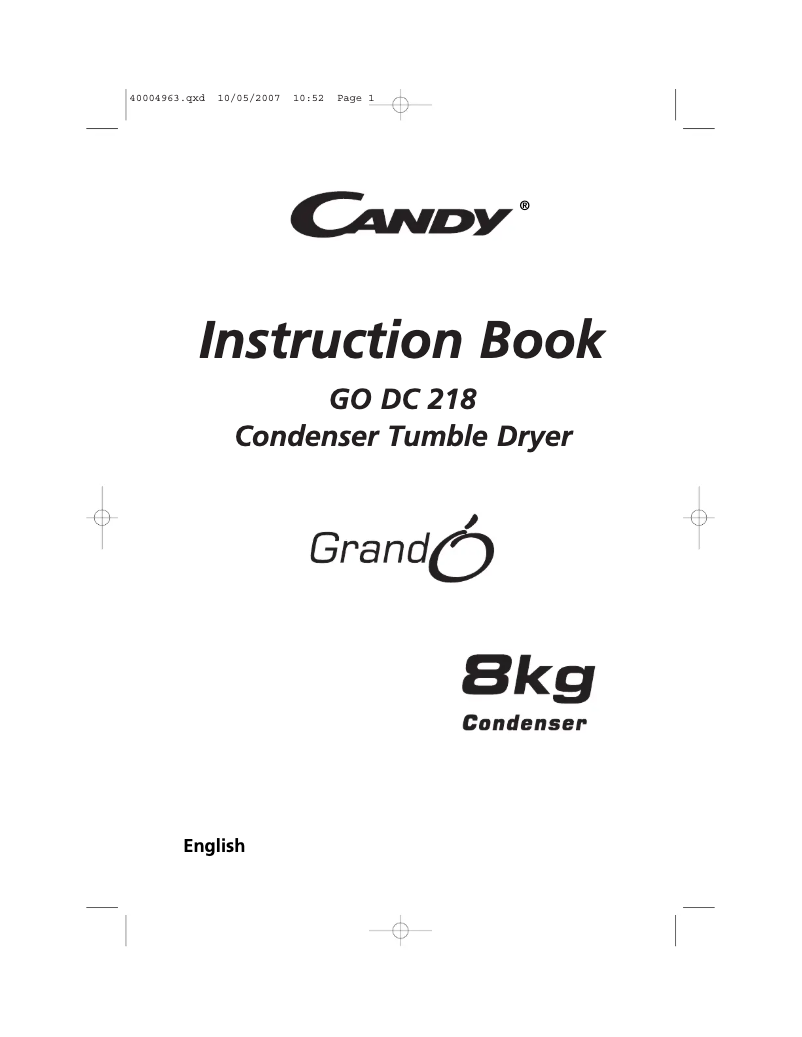 First page image of the manual for GO DC 218