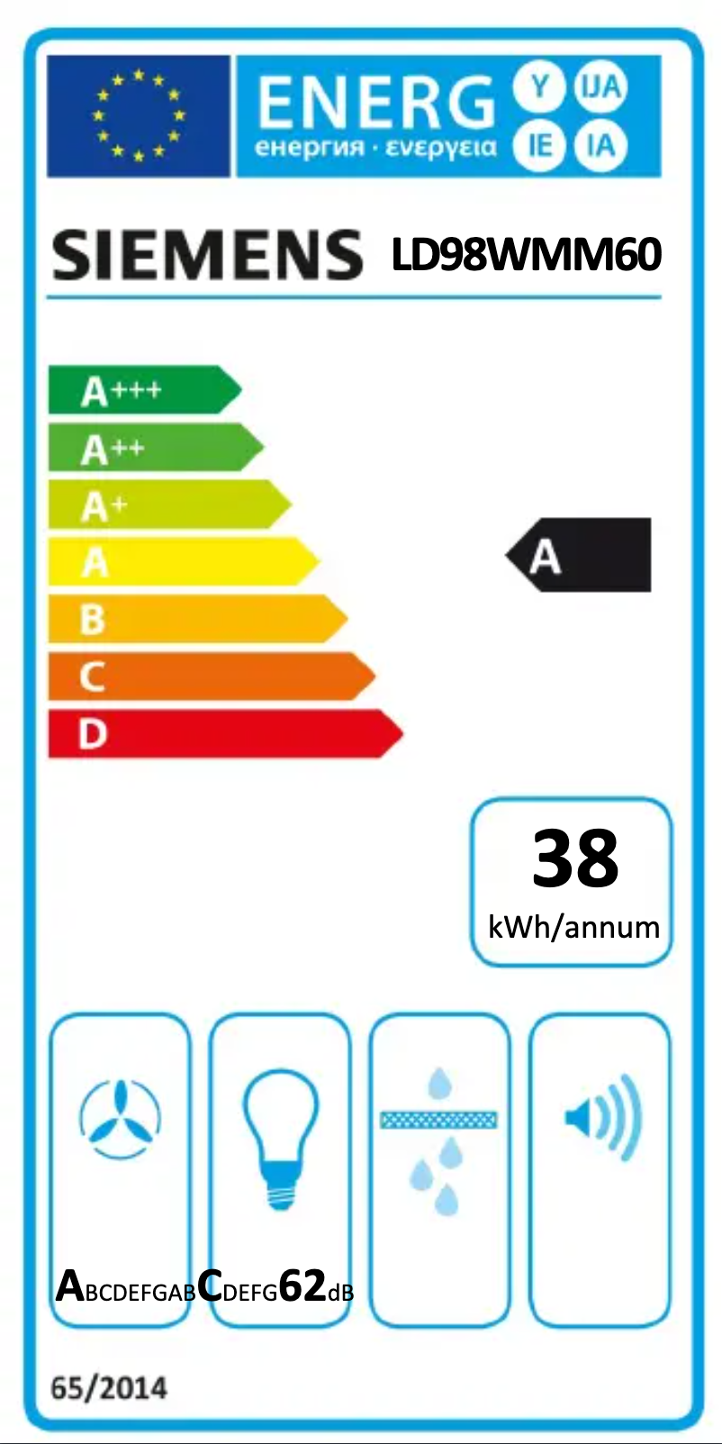 Page 1 of the manual Energy Label Siemens LD98WMM60