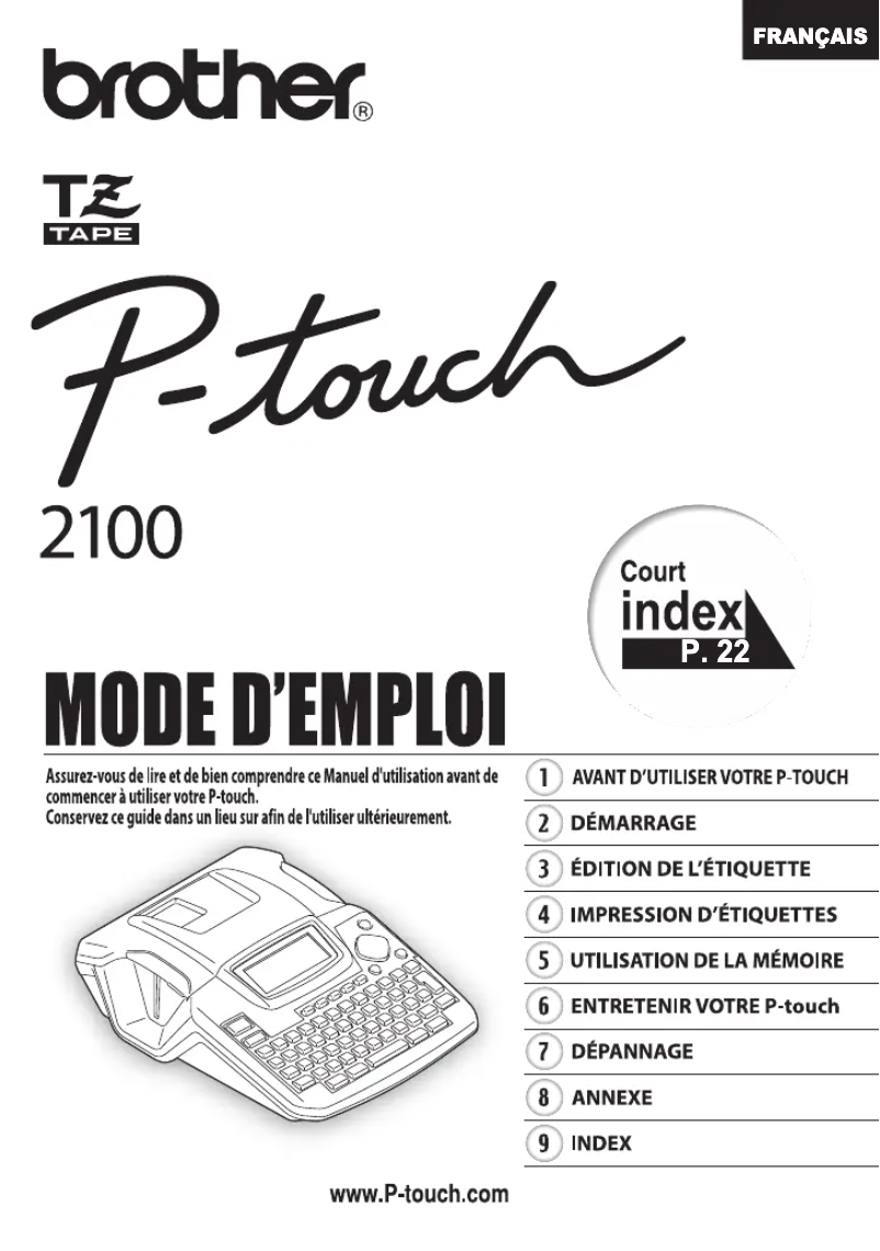 First page image of the manual for P-touch PT-2100