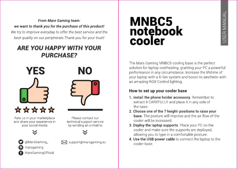 Page 1 of the manual User Manual Mars Gaming MNBC5