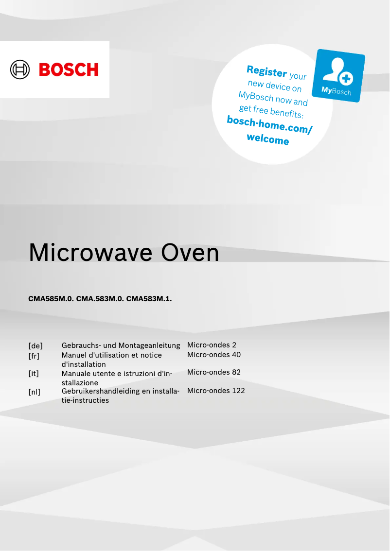 First page image of the manual for CMA583MB1F