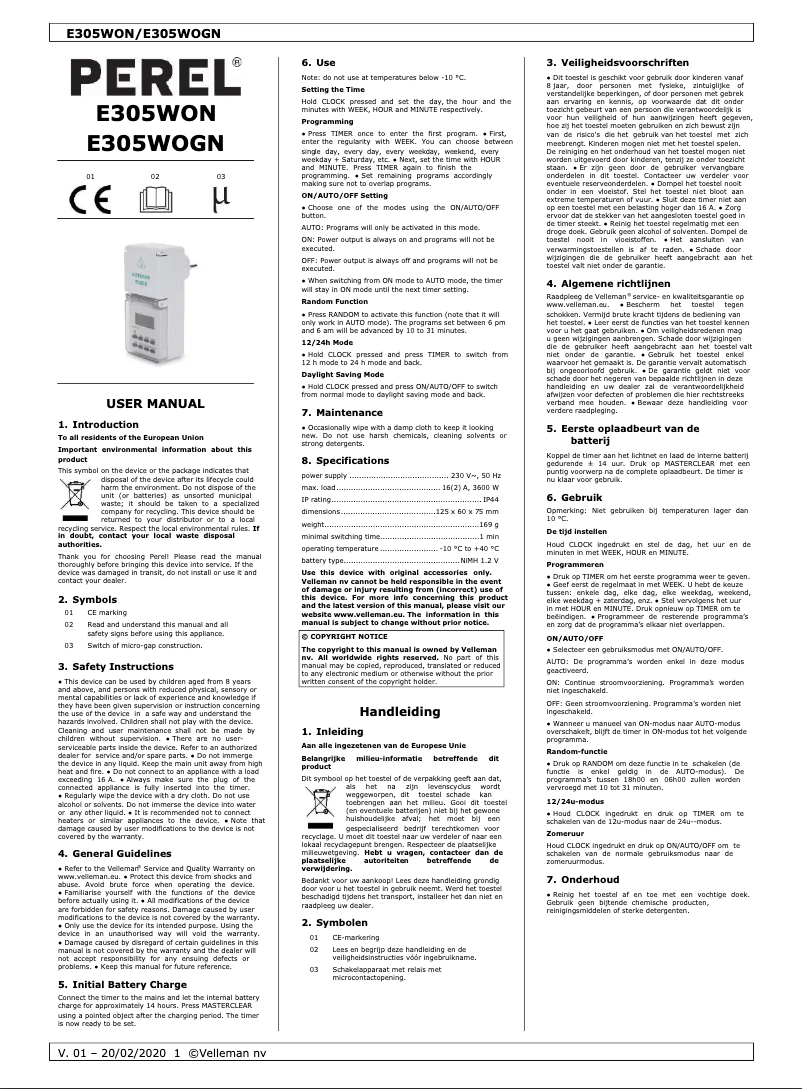 First page image of the manual for E305WON