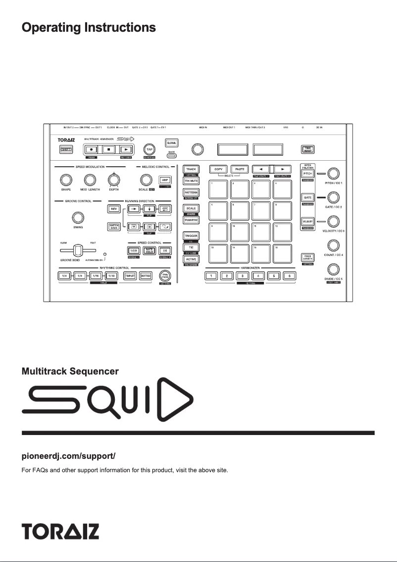 First page image of the manual for Toraiz SQUID