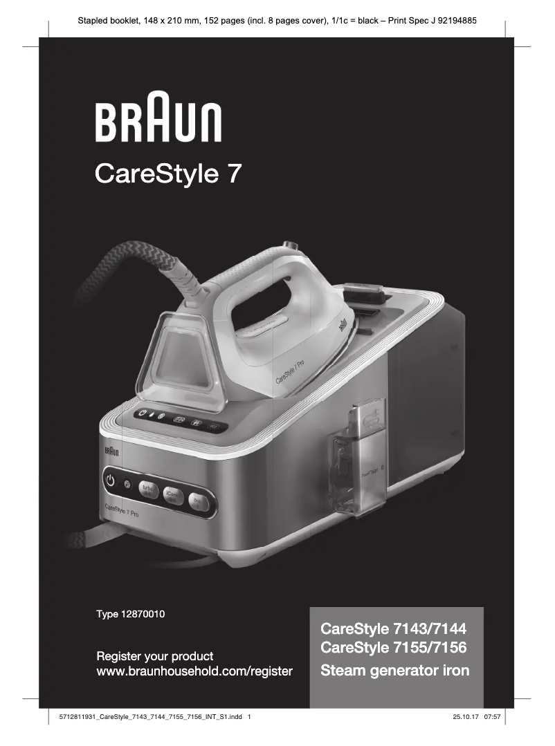 Page 1 of the manual User Manual Braun CareStyle 7 IS 7144