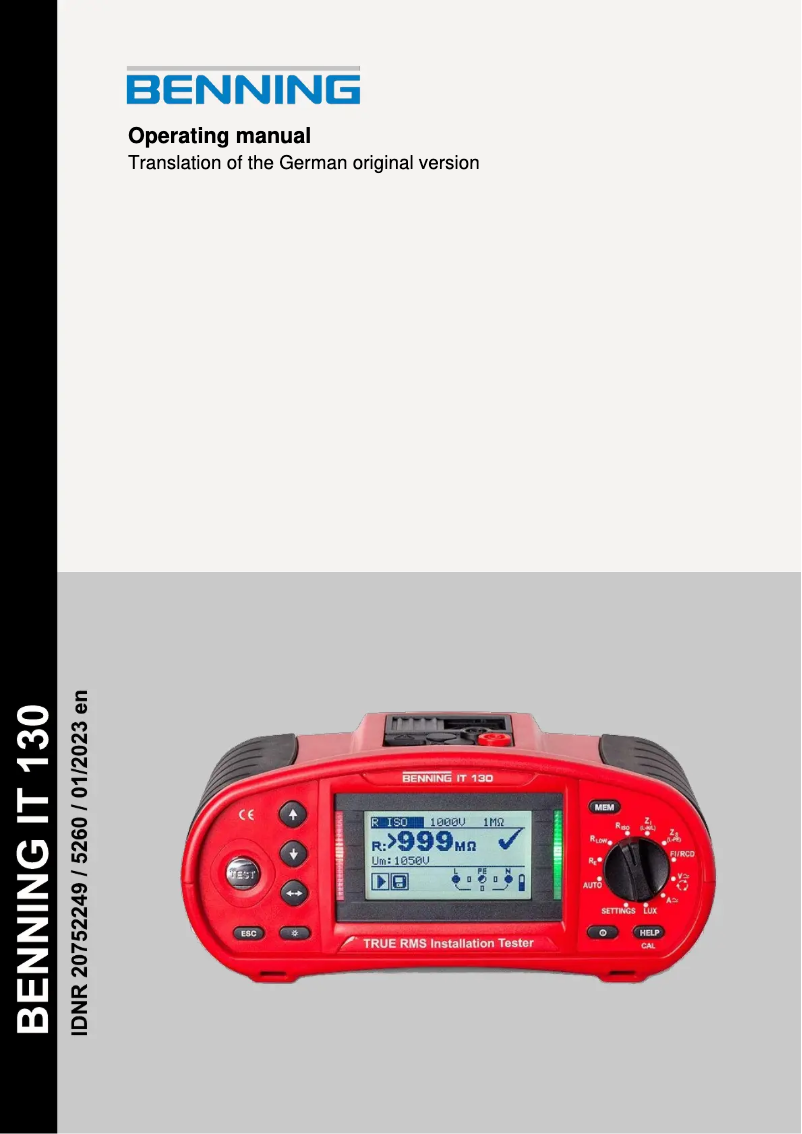 First page image of the manual for IT 130