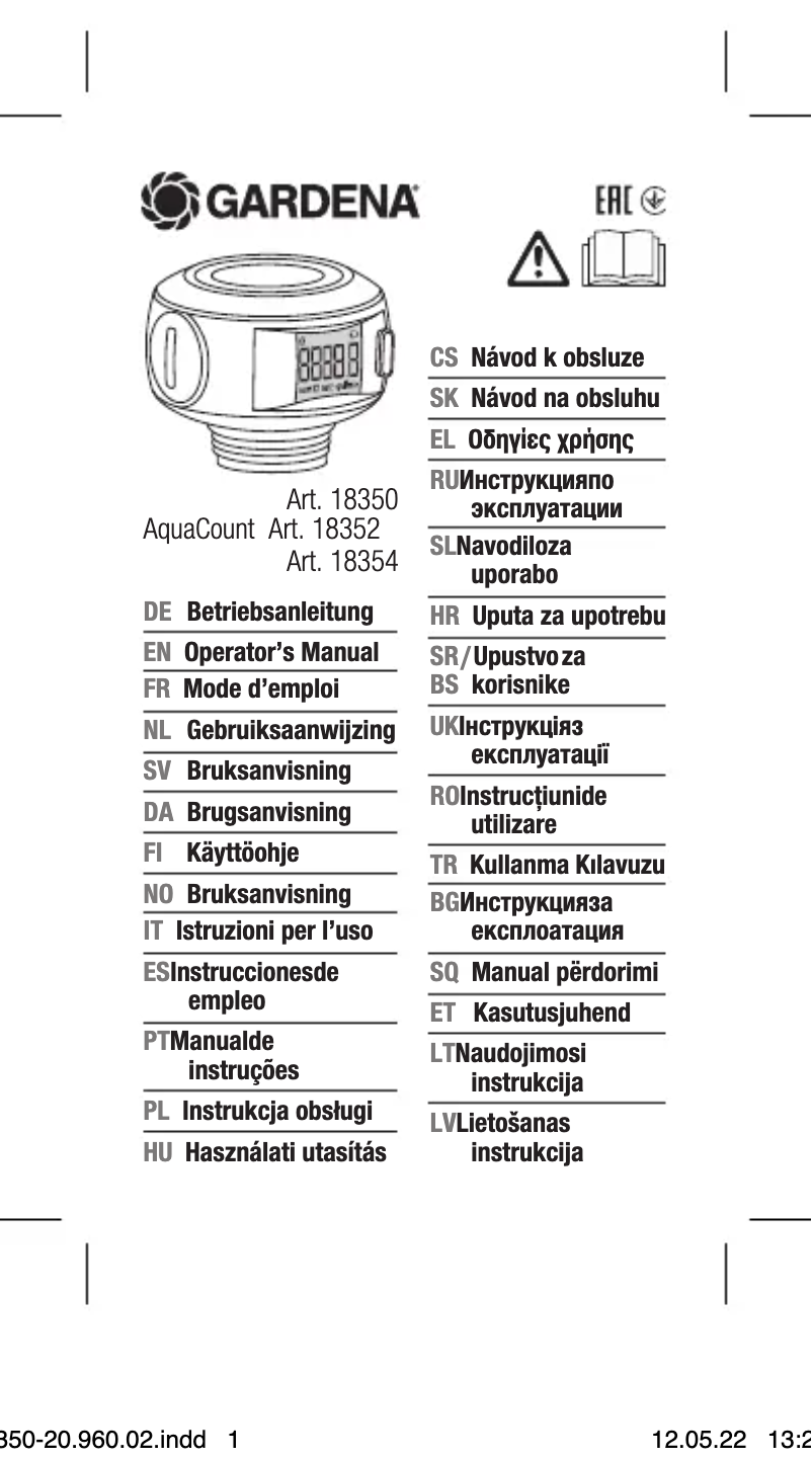 Page 1 of the manual User Manual Gardena AquaCount