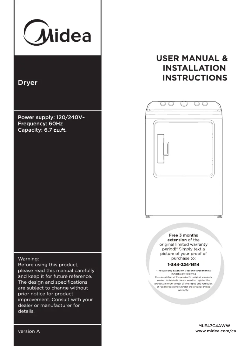 Page 1 of the manual User Manual Midea MLE47C4AWW