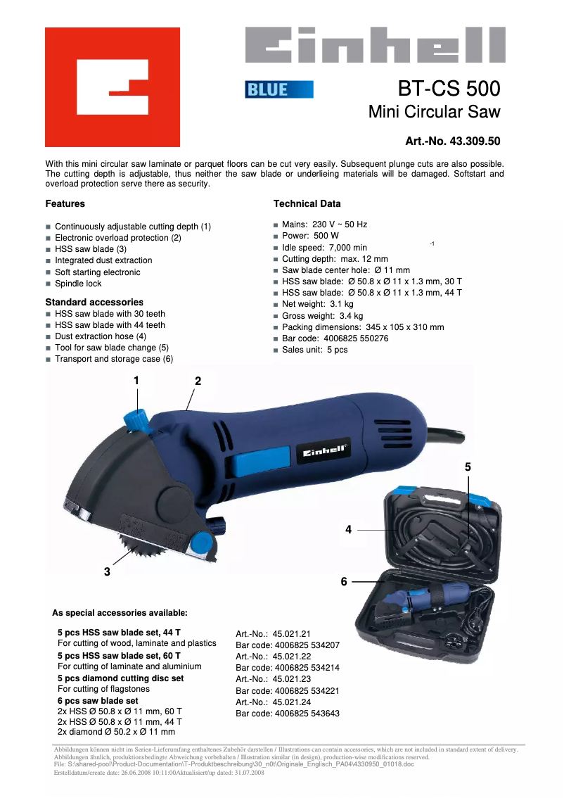 First page image of the manual for BT-CS 500