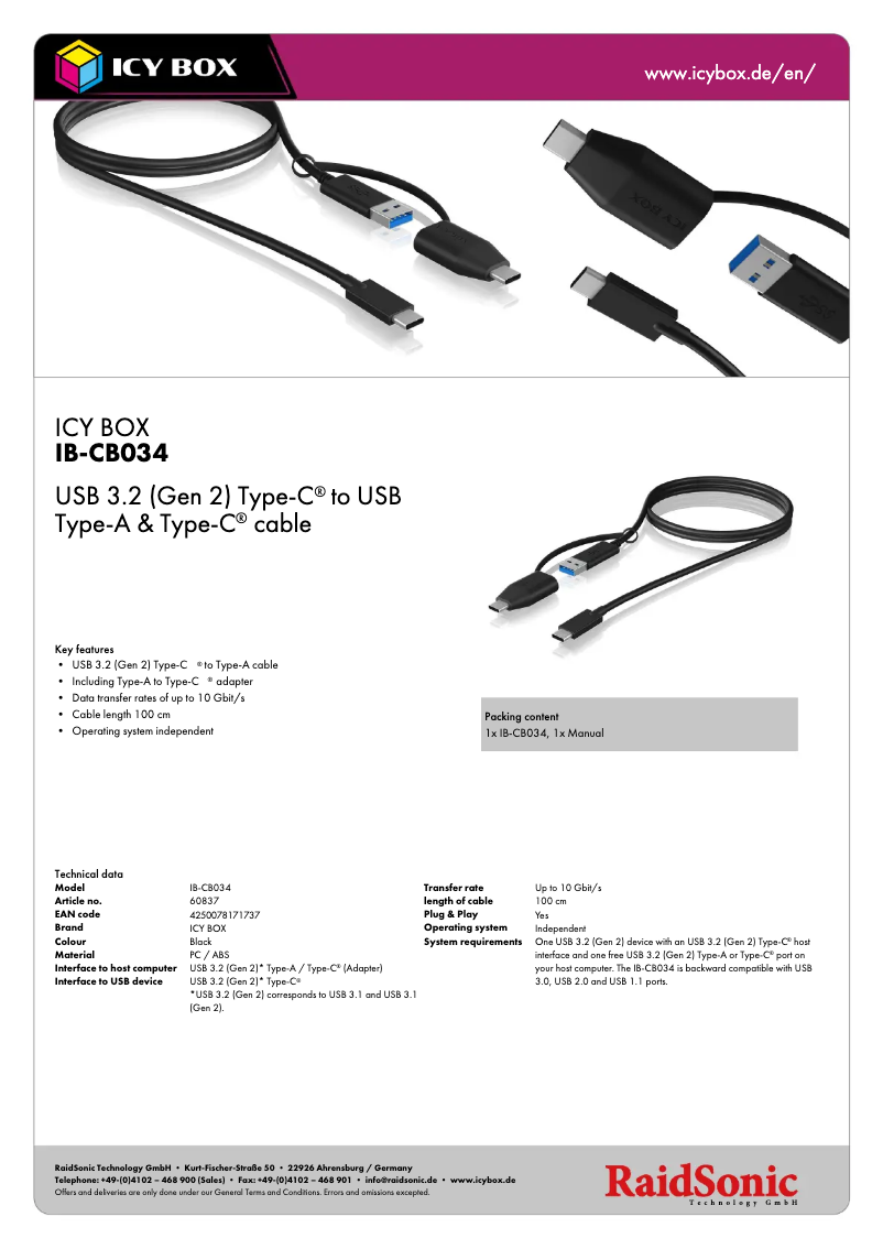 First page image of the manual for IB-CB034