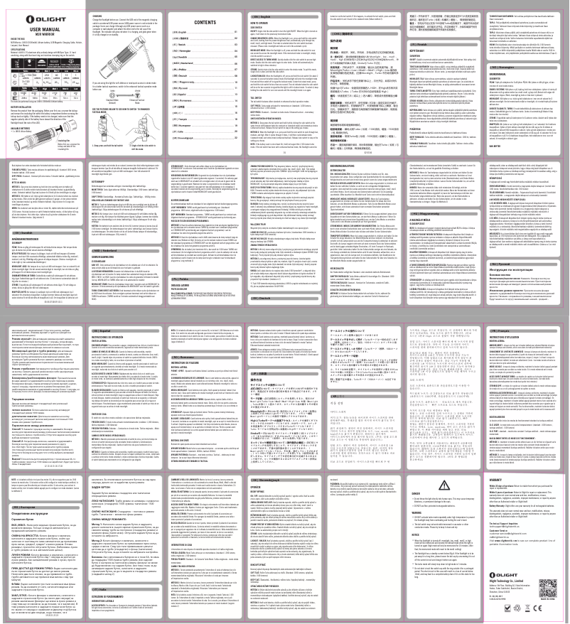 Page 1 of the manual User Manual Olight M2R Warrior