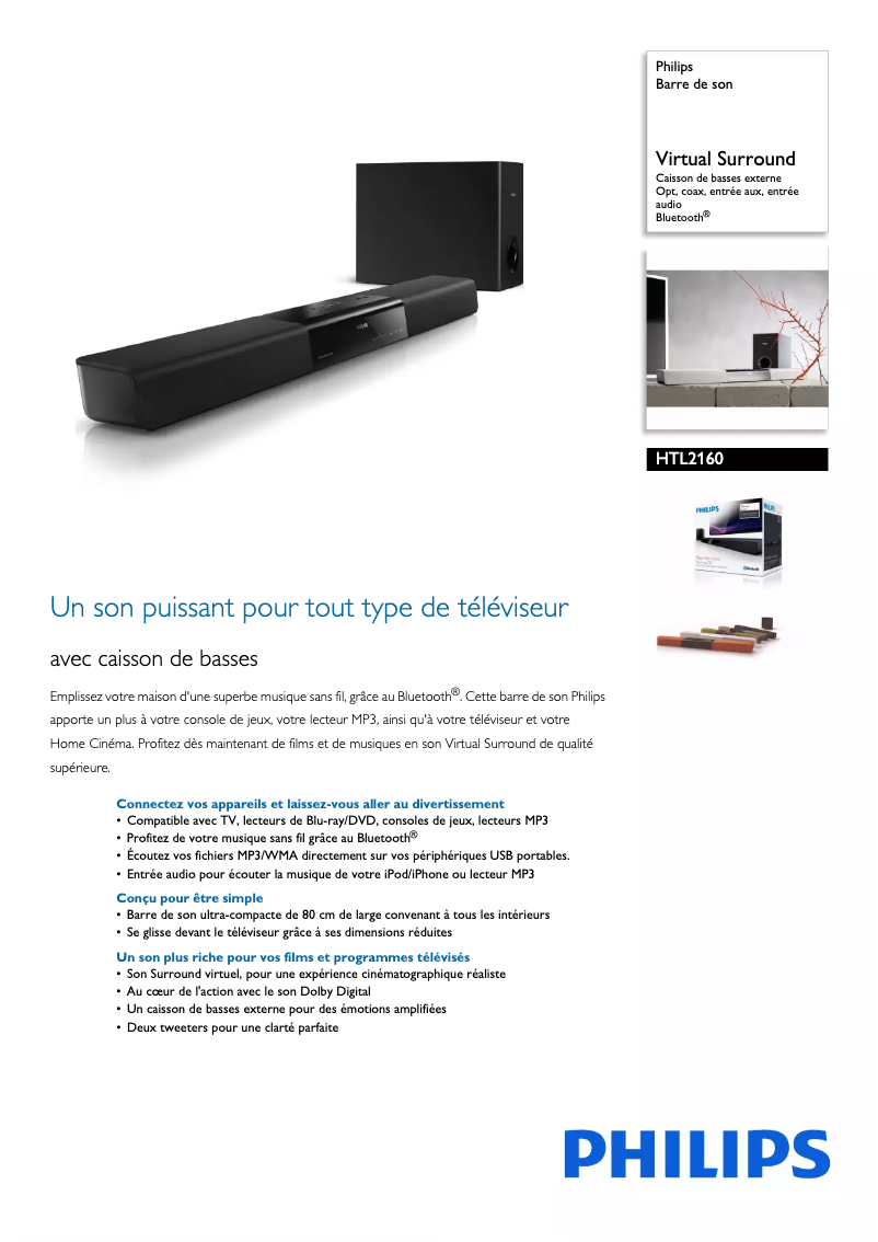 Page 1 of the manual Technical Sheet Philips HTL2160